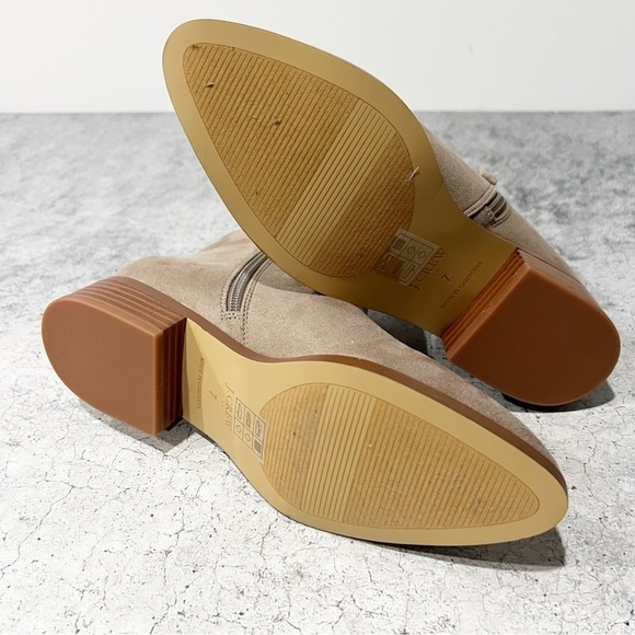 J Crew Suede Leather Flat Ankle Booties Boot Tan Zip Size 7 NEW - Picture 6 of 6